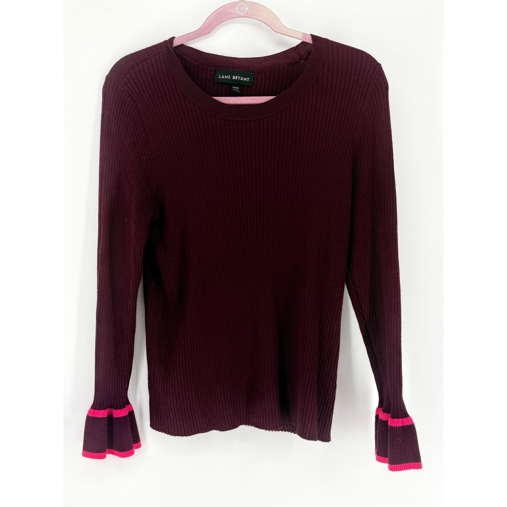 Lane Bryant Bell Sleeve Sweater Office Preppy Dark Academia Plus Size 14/16